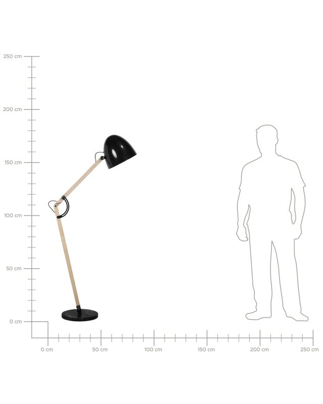 Gulvlampe Hetton træ sort 1 stk.