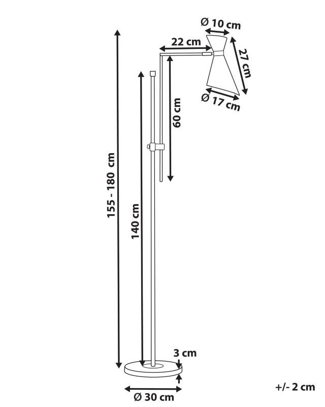 Melawi gulvlampe i metal, sort, 1 stk.