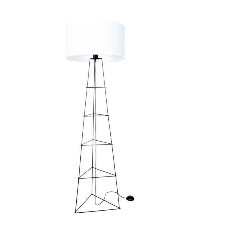 Gulvlampe SPOT Light 1xE27 60W Elegant sort med hvidt stofskærm, polsk producent, 1 stk.