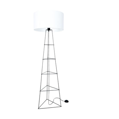 Gulvlampe SPOT Light 1xE27 60W Elegant sort med hvidt stofskærm, polsk producent, 1 stk.