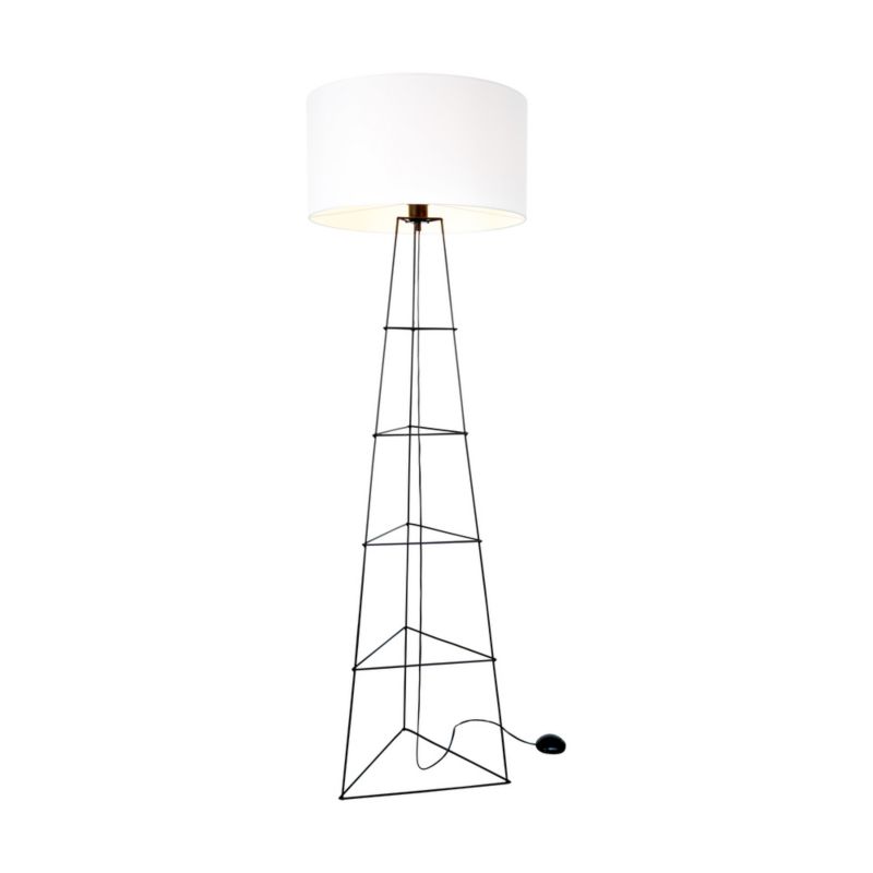 Gulvlampe SPOT Light 1xE27 60W Elegant sort med hvidt stofskærm, polsk producent, 1 stk.
