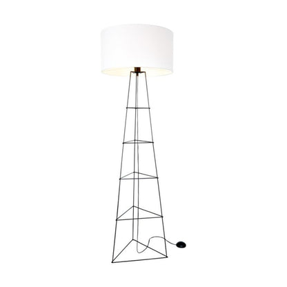 Gulvlampe SPOT Light 1xE27 60W Elegant sort med hvidt stofskærm, polsk producent, 1 stk.