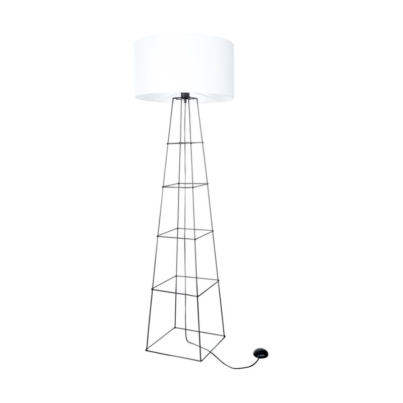 Gulvlampe SPOT Light 1xE27 60W Elegant sort med hvidt stofskærm, polsk producent, 1 stk.