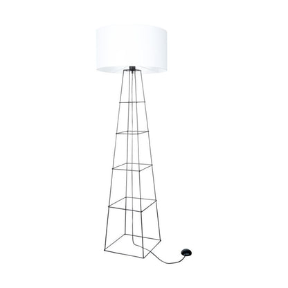 Gulvlampe SPOT Light 1xE27 60W Elegant sort med hvidt stofskærm, polsk producent, 1 stk.