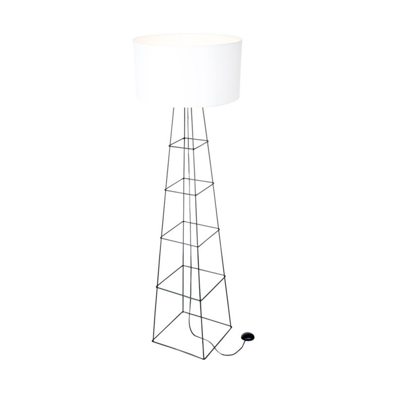 Gulvlampe SPOT Light 1xE27 60W Elegant sort med hvidt stofskærm, polsk producent, 1 stk.