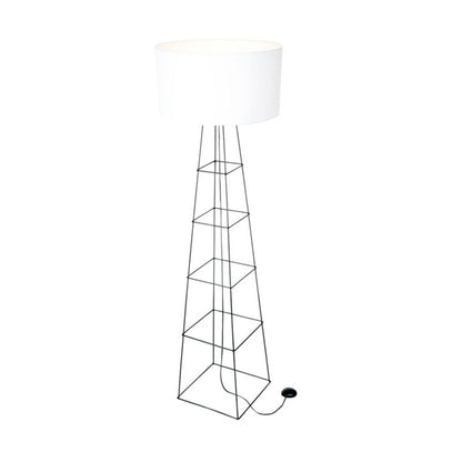 Gulvlampe SPOT Light 1xE27 60W Elegant sort med hvidt stofskærm, polsk producent, 1 stk.