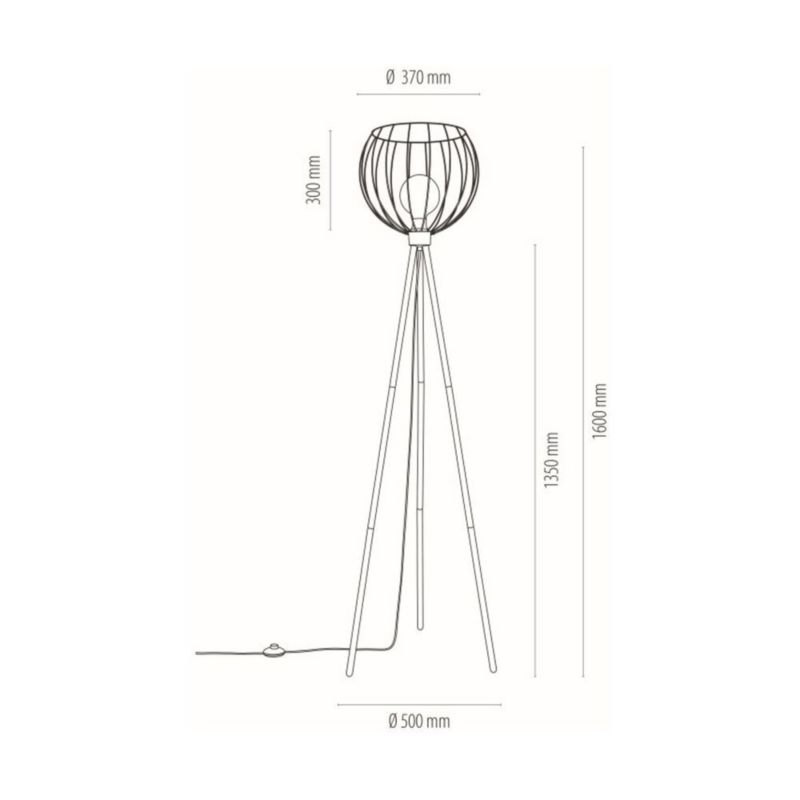 Gulvlampe SPOT Light 1xE27 Max. 40W Elegant Sort i Klassisk Stil, Polsk Producent, 1 stk.