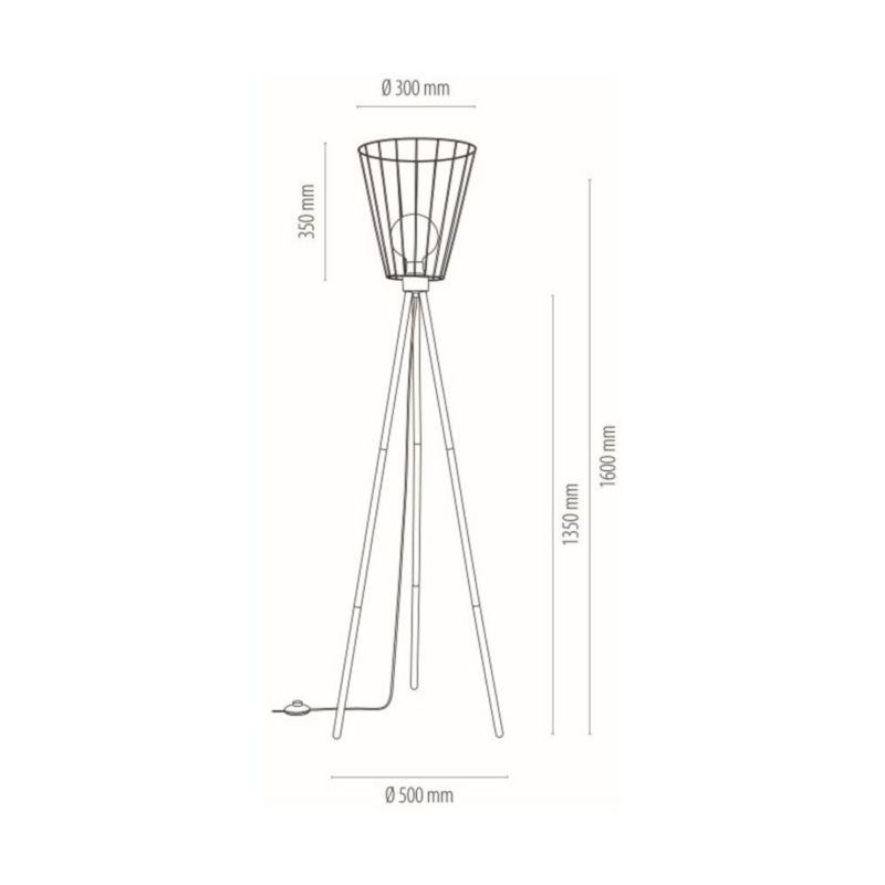 Gulvlampe SPOT Light 1xE27 Max. 40W Klassisk sort fod med elegant sort skærm, polsk producent, 1 stk.