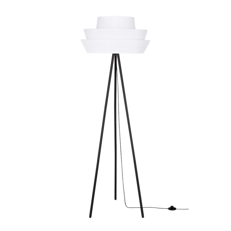 Gulvlampe SPOT Light 1xE27 Max. 40W Klassisk sort tripod-fod med moderne hvid lampeskærm, polsk producent, 1 stk.