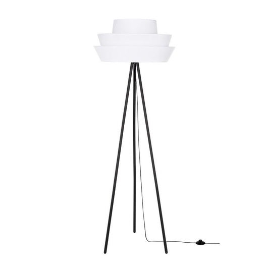 Gulvlampe SPOT Light 1xE27 Max. 40W Klassisk sort tripod-fod med moderne hvid lampeskærm, polsk producent, 1 stk.