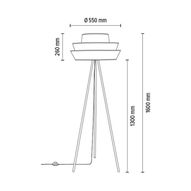 Gulvlampe SPOT Light 1xE27 Max. 40W Klassisk sort tripod-fod med moderne hvid lampeskærm, polsk producent, 1 stk.