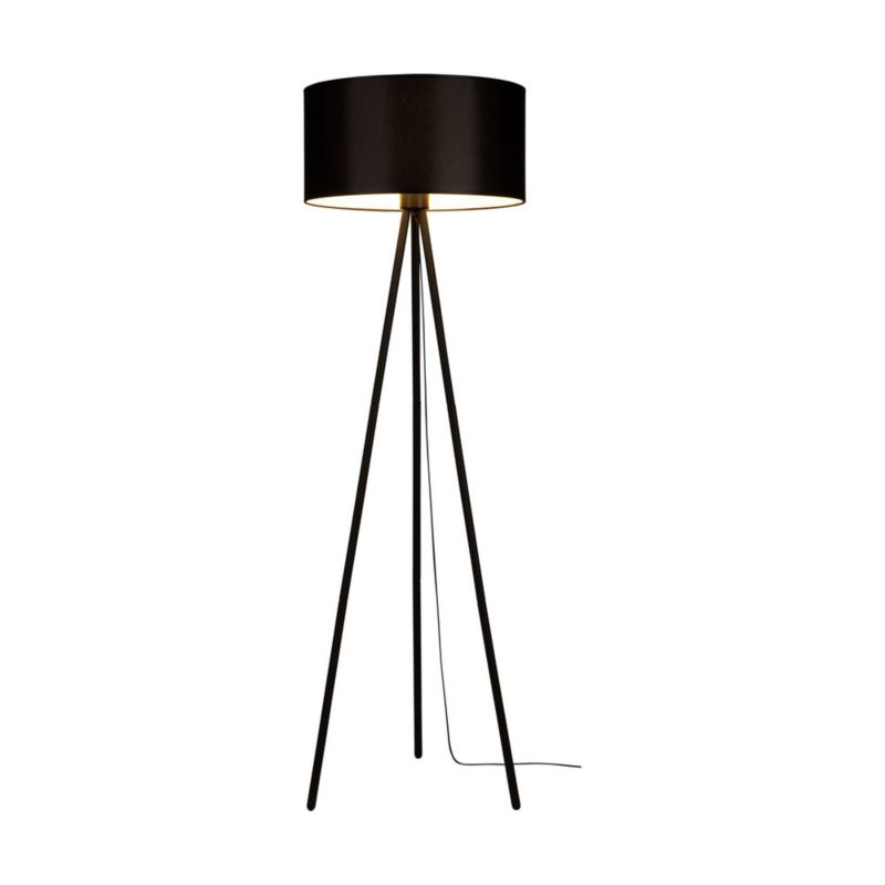 Gulvlampe SPOT Light 1xE27 Max. 40W med sort tripod-fod og elegant sort lampeskærm, 1 stk.