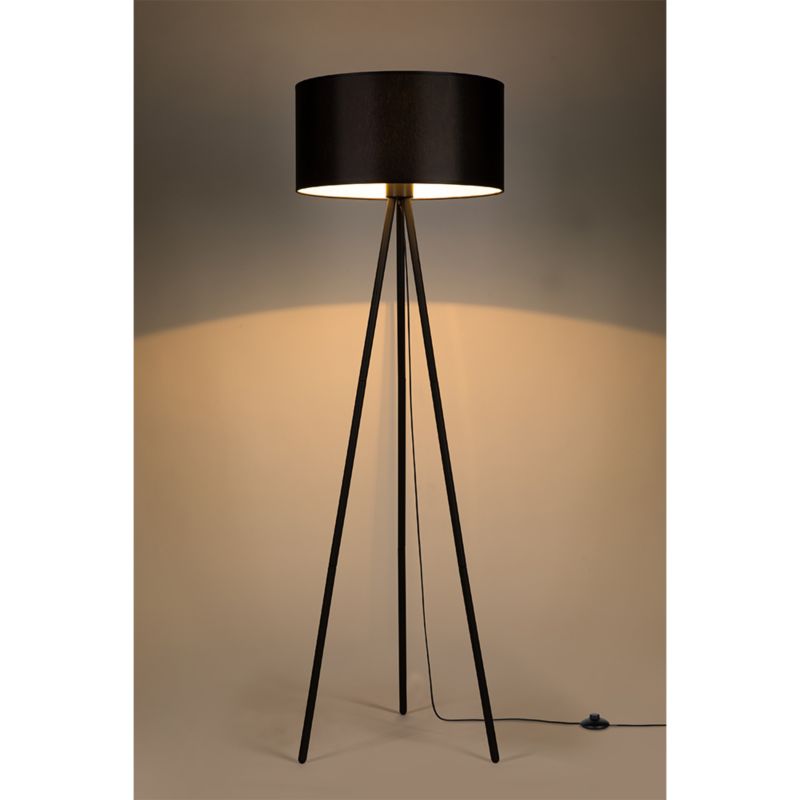 Gulvlampe SPOT Light 1xE27 Max. 40W med sort tripod-fod og elegant sort lampeskærm, 1 stk.