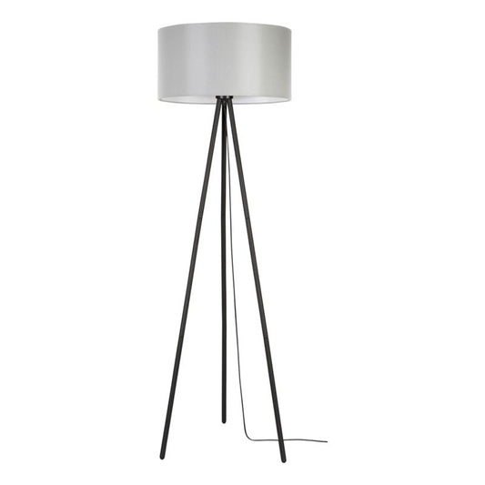 Gulvlampe SPOT Light 1xE27 Max. 40W med Sort Trebenet Base og Klassisk Grå Lampeskærm, 1 stk.