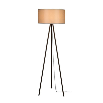 Gulvlampe SPOT Light 1xE27 Max. 40W med Sort Trebenet Base og Klassisk Grå Lampeskærm, 1 stk.