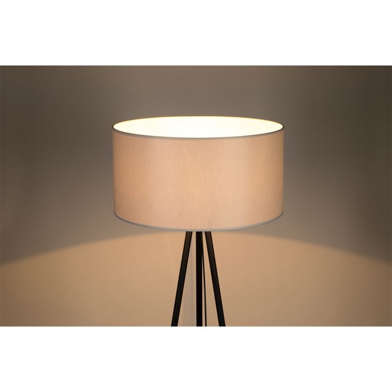 Gulvlampe SPOT Light 1xE27 Max. 40W med Sort Trebenet Base og Klassisk Grå Lampeskærm, 1 stk.