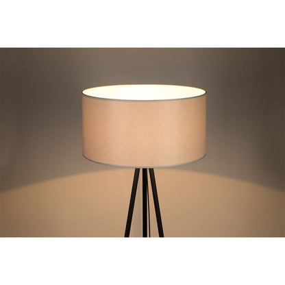 Gulvlampe SPOT Light 1xE27 Max. 40W med Sort Trebenet Base og Klassisk Grå Lampeskærm, 1 stk.