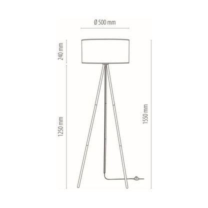 Gulvlampe SPOT Light 1xE27 Maks. 40W med Sort Trebenet Base og Klassisk Grå Lampeskærm, 1 stk.