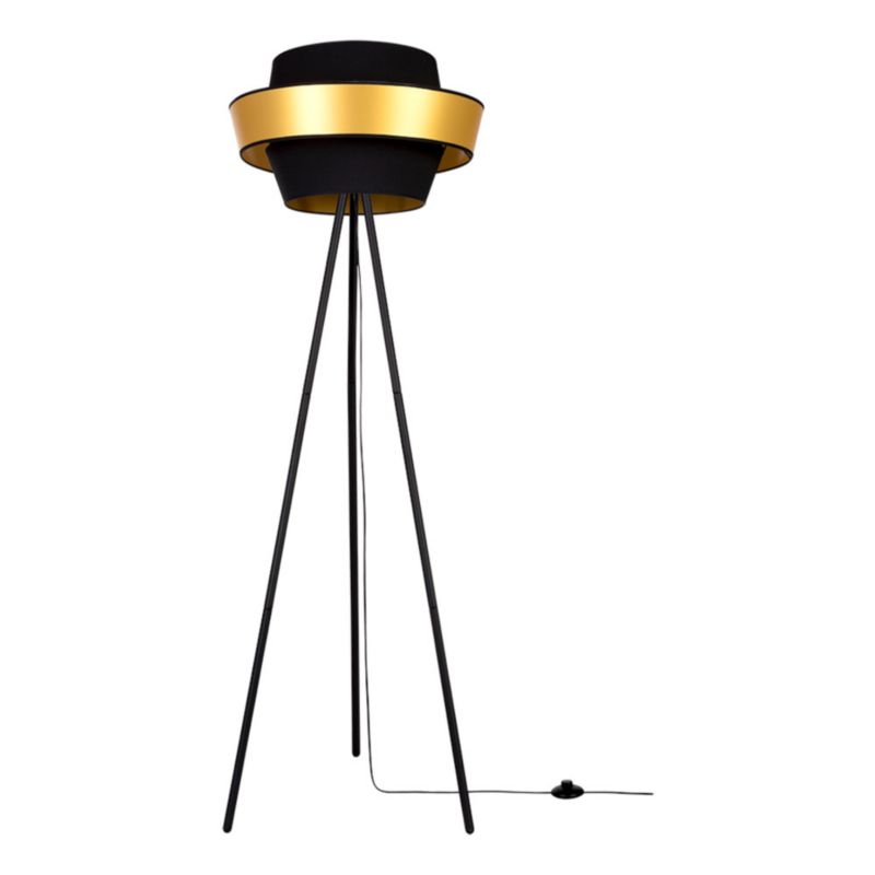 Gulvlampe SPOT Light 1xE27 Maks. 40W Moderne kombination af sort fod og sort-guld lampeskærm, 1 stk.