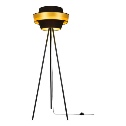 Gulvlampe SPOT Light 1xE27 Maks. 40W Moderne kombination af sort fod og sort-guld lampeskærm, 1 stk.