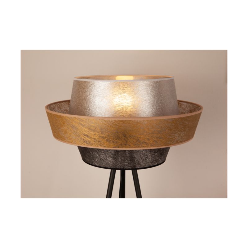 Gulvlampe SPOT Light 1xE27 Max. 40W med sort fod og sort-guld-sølv lampeskærm, 1 stk.