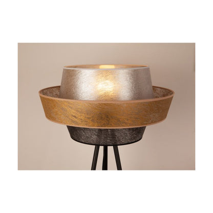 Gulvlampe SPOT Light 1xE27 Max. 40W med sort fod og sort-guld-sølv lampeskærm, 1 stk.
