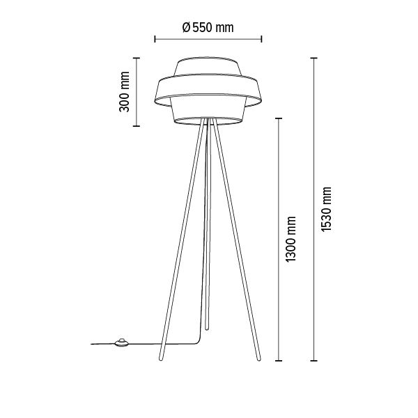 Gulvlampe SPOT Light 1xE27 Max. 40W med sort fod og sort-guld-sølv lampeskærm, 1 stk.
