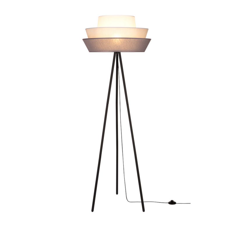 Gulvlampe SPOT Light 1xE27 Max. 40W med sort fod og grafit-grå-hvid skærm, 1 stk.