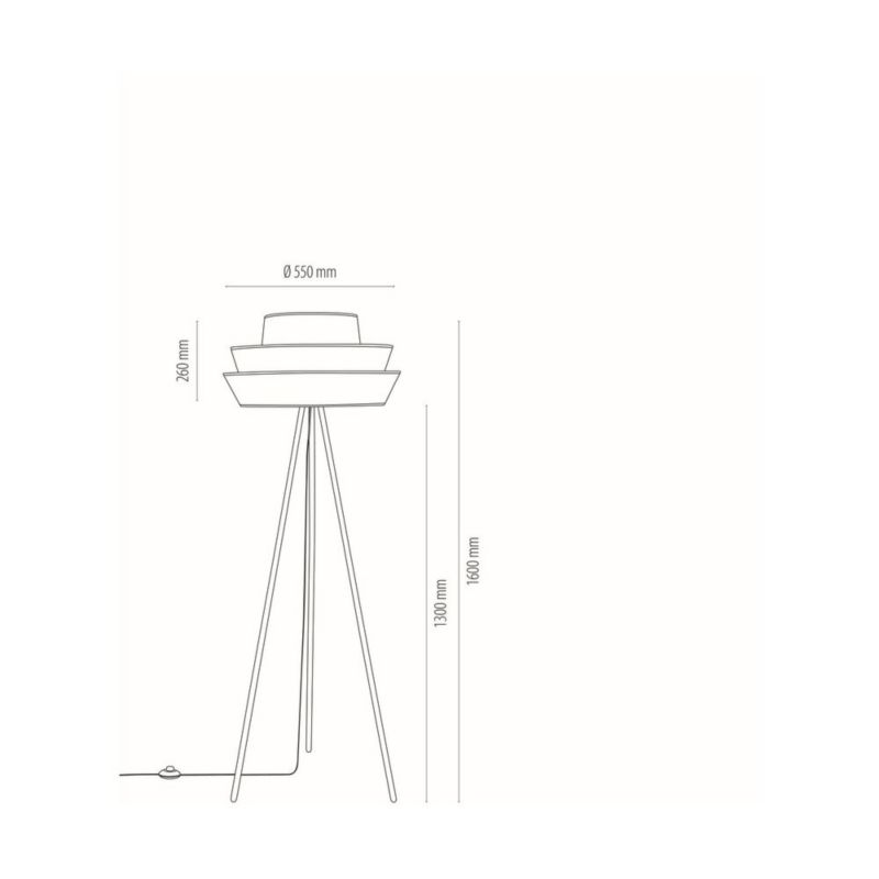 Gulvlampe SPOT Light 1xE27 Max. 40W med sort fod og grafit-grå-hvid lampeskærm, 1 stk.