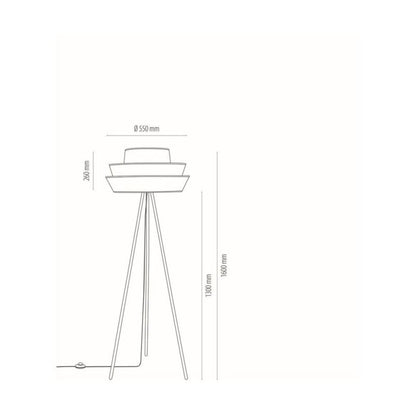 Gulvlampe SPOT Light 1xE27 Max. 40W med sort fod og grafit-grå-hvid lampeskærm, 1 stk.