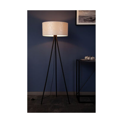 Gulvlampe SPOT Light 1xE27 Maks. 40W Kombination af Sort med Elegant Beige Lampeskærm, Polsk Producent, 1 stk.