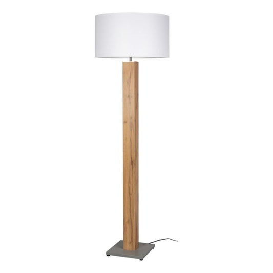 Gulvlampe SPOT Light 1xE27 Max. 60W med egetræsfiner og hvid lampeskærm, polsk producent, 1 stk.