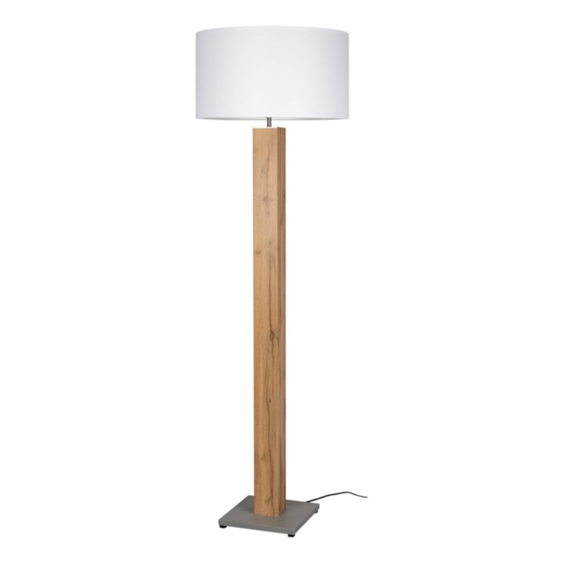 Gulvlampe SPOT Light 1xE27 Max. 60W med egetræsfinér og hvid lampeskærm, polsk producent, 1 stk.