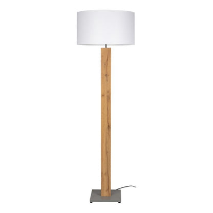 Gulvlampe SPOT Light 1xE27 Max. 60W med egetræsfiner og hvid lampeskærm, polsk producent, 1 stk.