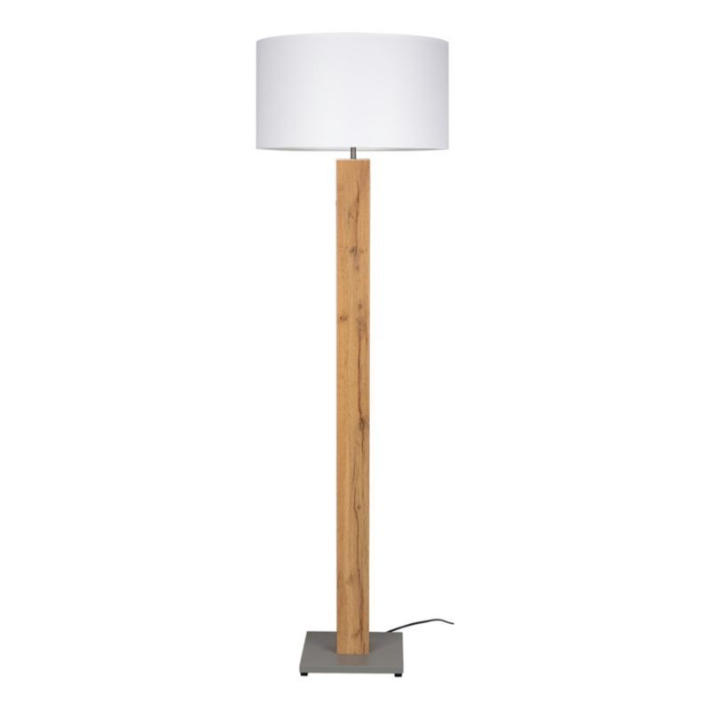 Gulvlampe SPOT Light 1xE27 Max. 60W med egetræsfinér og hvid lampeskærm, polsk producent, 1 stk.