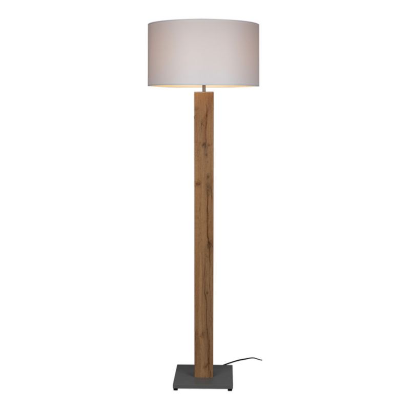 Gulvlampe SPOT Light 1xE27 Max. 60W med egetræsfiner og hvid lampeskærm, polsk producent, 1 stk.
