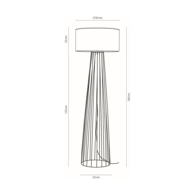 Gulvlampe SPOT Light 1xE27 Max. 60W Klassisk Sort Base med Sort Lampeskærm, 1 stk.