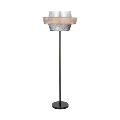 Gulvlampe SPOT Light 1xE27 Max. 60W Klassisk sort fod med sort-guld-sølv skærm, 1 stk.