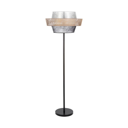 Gulvlampe SPOT Light 1xE27 Max. 60W Klassisk sort fod med sort-guld-sølv skærm, 1 stk.