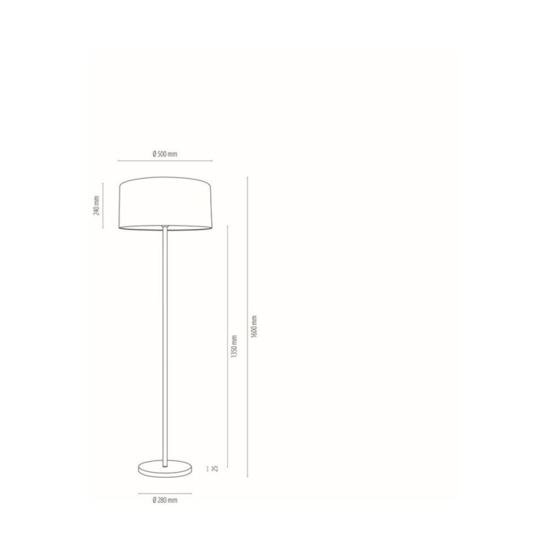 Gulvlampe SPOT Light 1xE27 Maks. 60W Klassisk Kombination af Krom og Hvid Skærm, Polsk Producent, 1 stk.