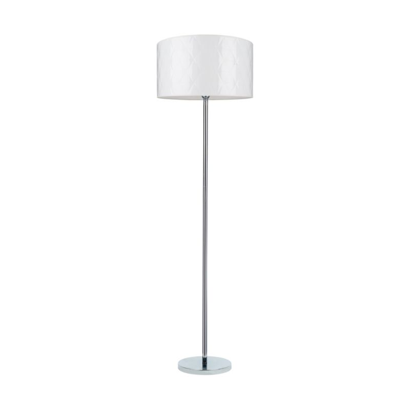 Gulvlampe SPOT Light 1xE27 Max. 60W Klassisk Kombination af Krom og Hvidt Stof, Polsk Producent, 1 stk.