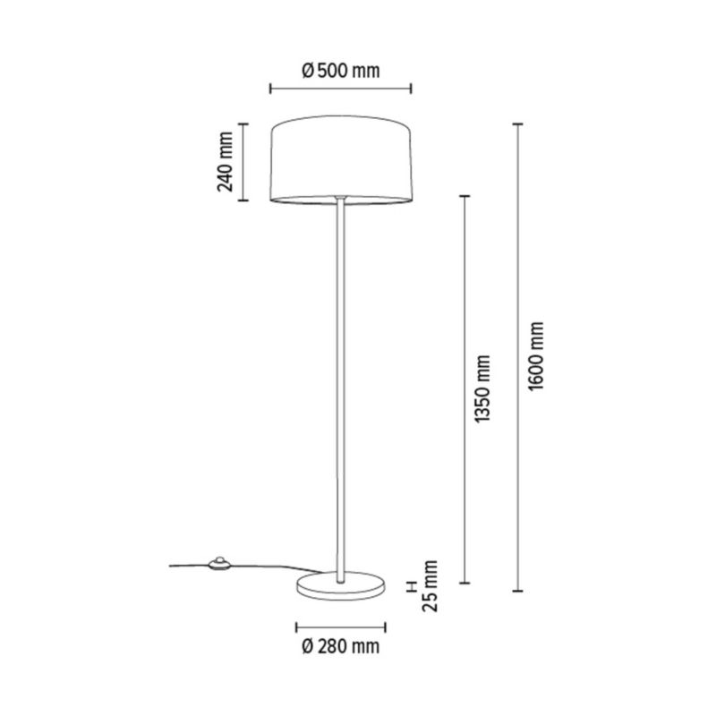 Gulvlampe SPOT Light 1xE27 Max. 60W Kombination af krom og klassisk grå lampeskærm, polsk producent, 1 stk.