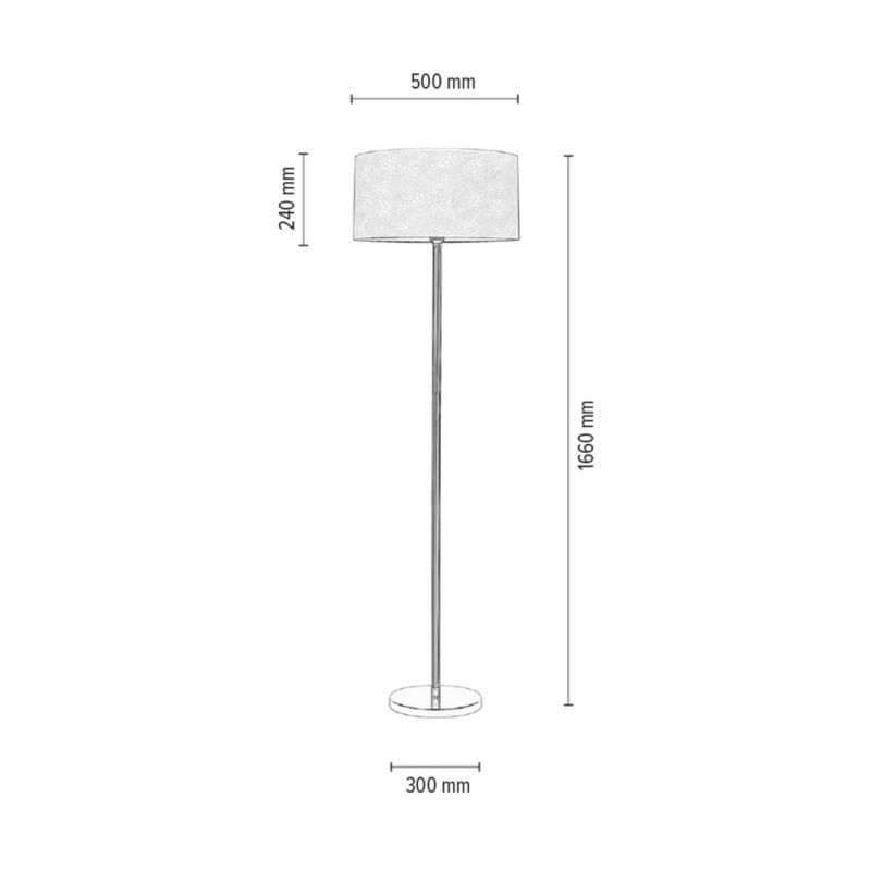 Gulvlampe SPOT Light 1xE27 Max. 60W med krom og krokodillemønstret stofskærm, polsk producent, 1 stk.
