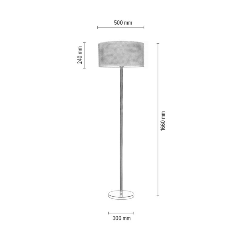 Gulvlampe SPOT Light 1xE27 Max. 60W Kombination af krom og stof med prikmønster, polsk producent, 1 stk.