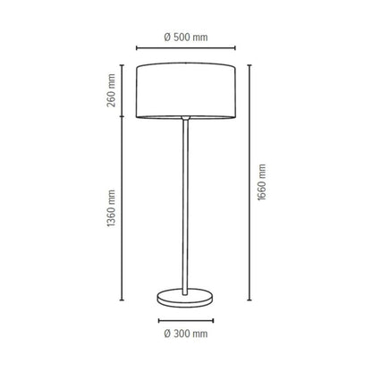 Gulvlampe SPOT Light 1xE27 Max. 60W Satin i kombination med beige stof, polsk producent, 1 stk.