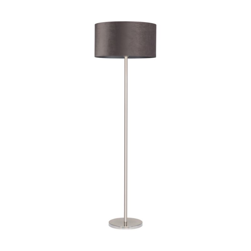 Gulvlampe SPOT Light 1xE27 Max. 60W med satinfinish og grå stofskærm, polsk producent, 1 stk.
