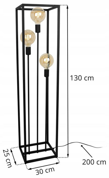 Light Home LH Cage gulvlampe 3x E27 60W sort 1 stk.