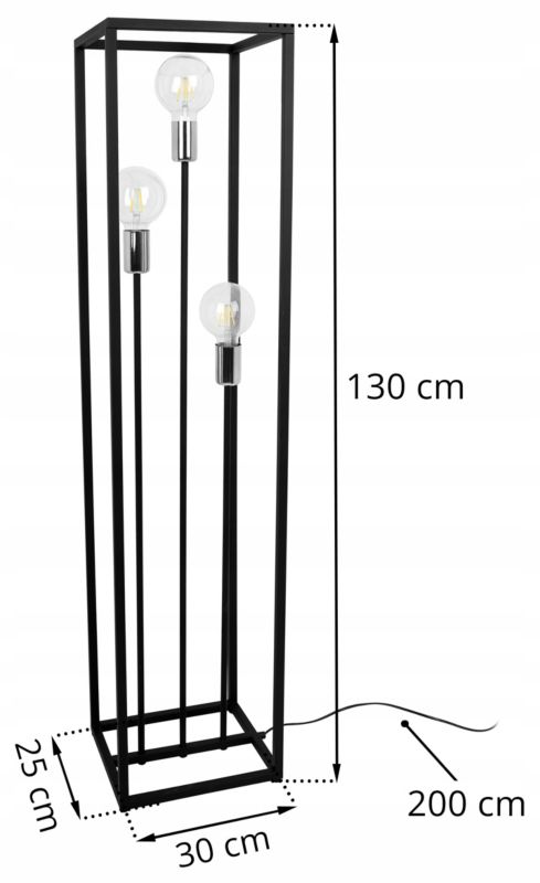 Light Home LH Cage gulvlampe 3x E27 60W sort/sølv 1 stk.