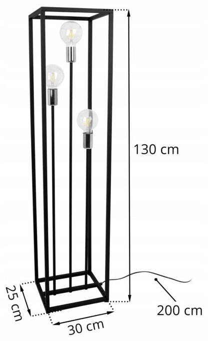 Light Home LH Cage gulvlampe 3x E27 60W sort/sølv 1 stk.