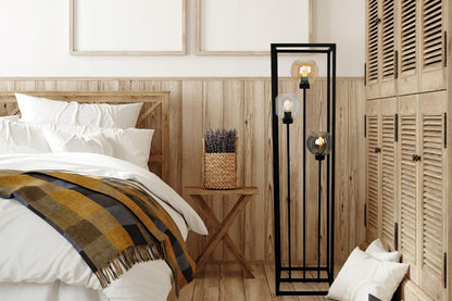 Light Home LH Haga Cage gulvlampe 3x E27 60W rund skærm sort fod 1 stk.